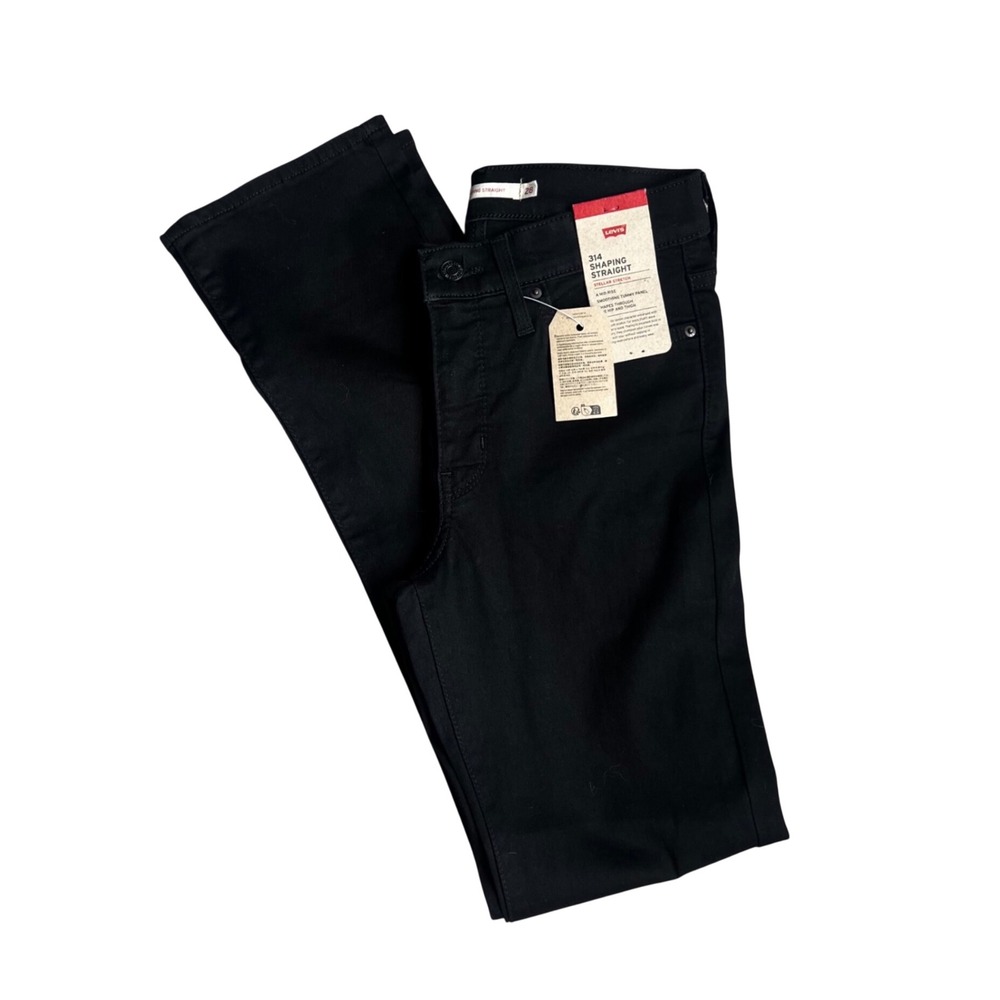 Levi's 314 Shaping Straight Jeans Womens 28x32 Black Mid Rise Stretch NWT